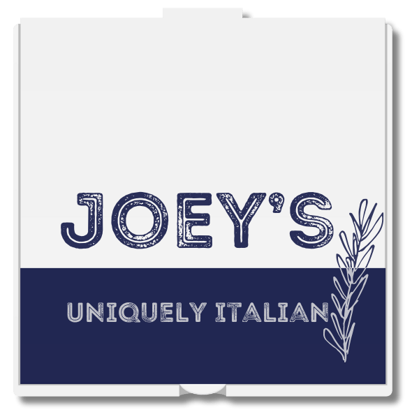 Joey's Italian printed on a pizza box