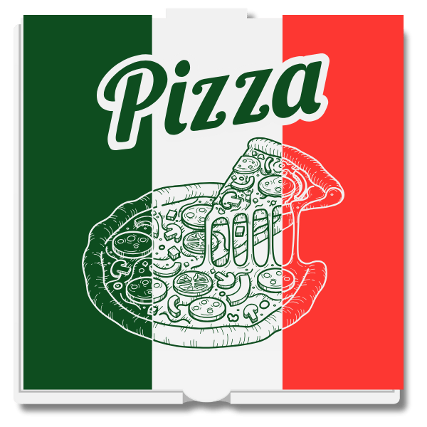 white 2 colour print Italian Pizza